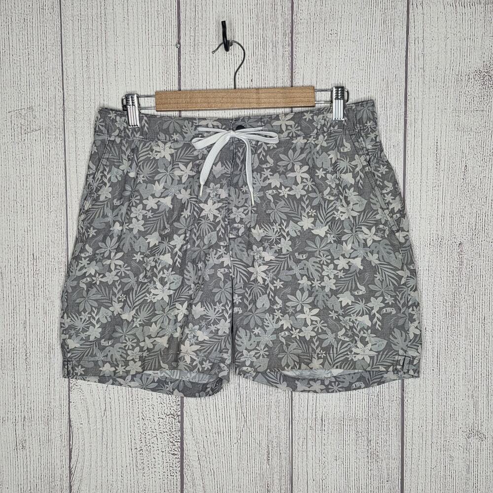 Chubbies Men’s Small Gray Tropical Floral Toucan Print Swim Trunks Board Shorts